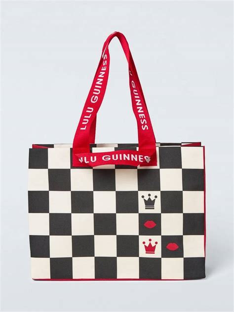 lulu guinness checkered tote bag red/black